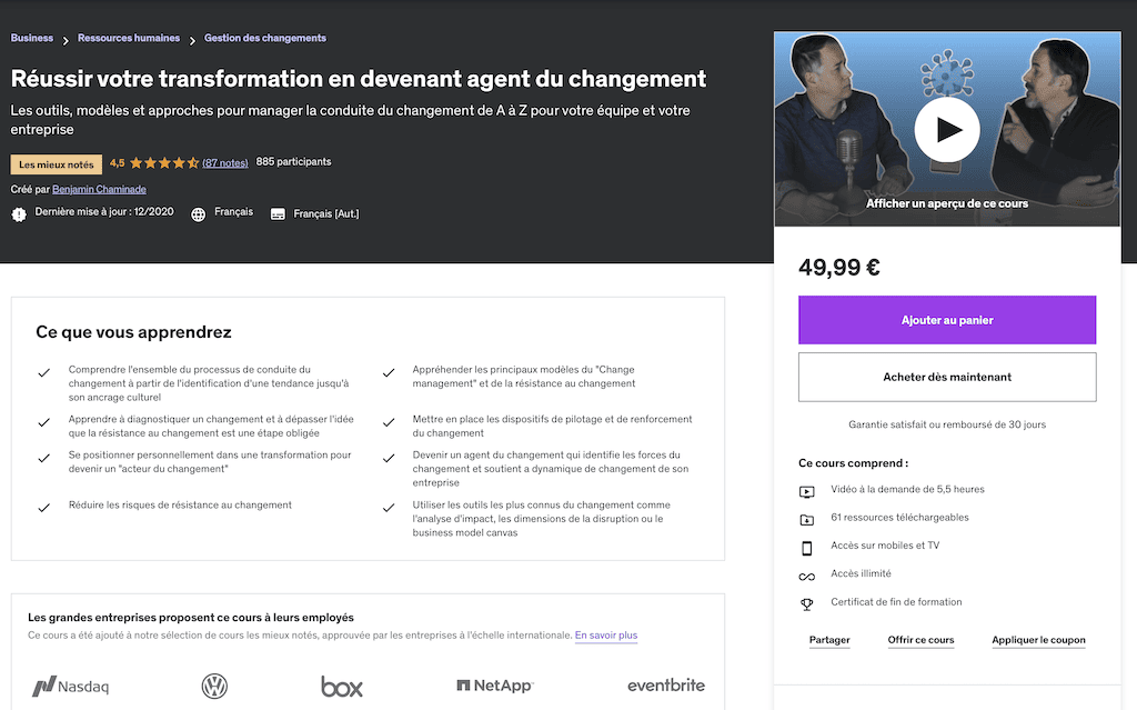 formation transformation du changement Benjamin chaminade