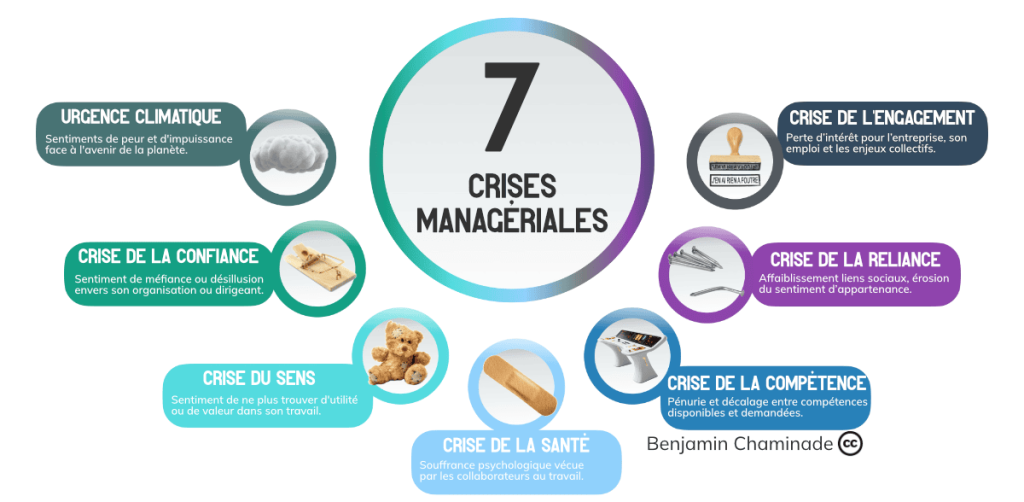 The 7 management crises presented as a causal chain
